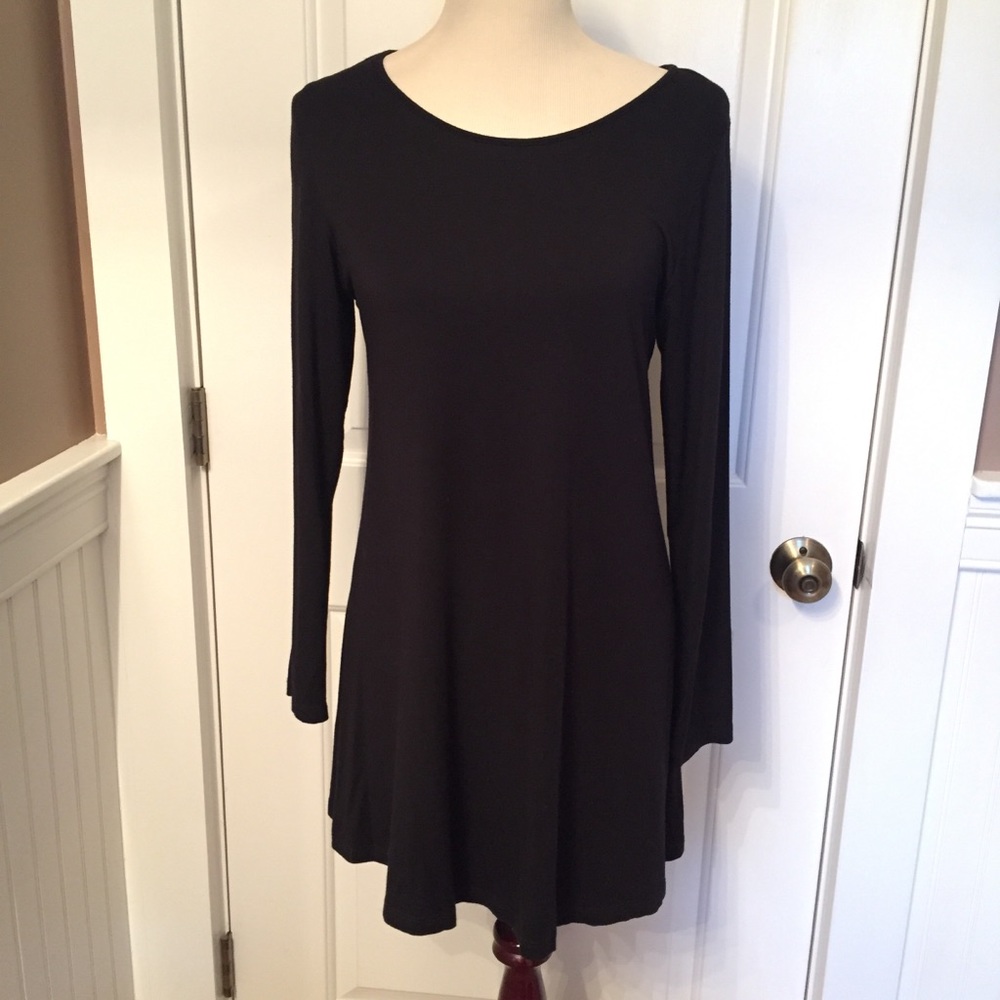 COMFY USA TOP TUNIC BLACK STRETCH LONG SLEEVE Size S